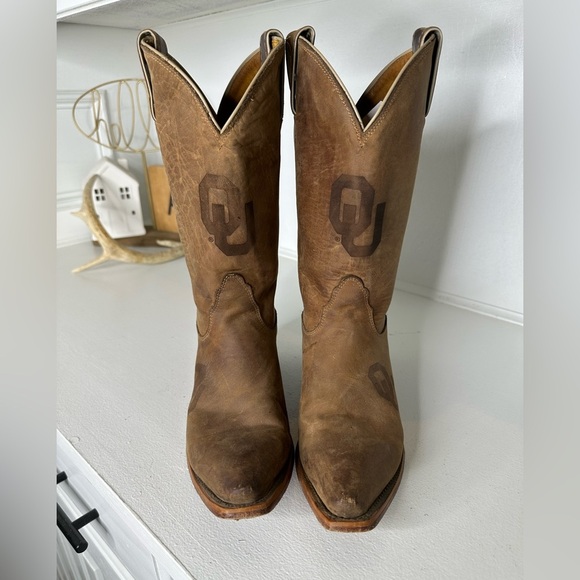Nocona Handcrafted USA Leather Western Boots – Women’s 7.5 B – OU Sooners Logo - Picture 2 of 8
